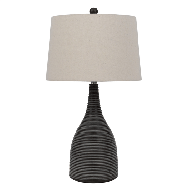 HomeRoots 29in. Black Ceramic Round Table Lamp with Empire Shade - image 