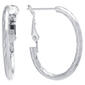 Fine Silver Plated Diamond Cut Oval Hoop Earrings - image 1
