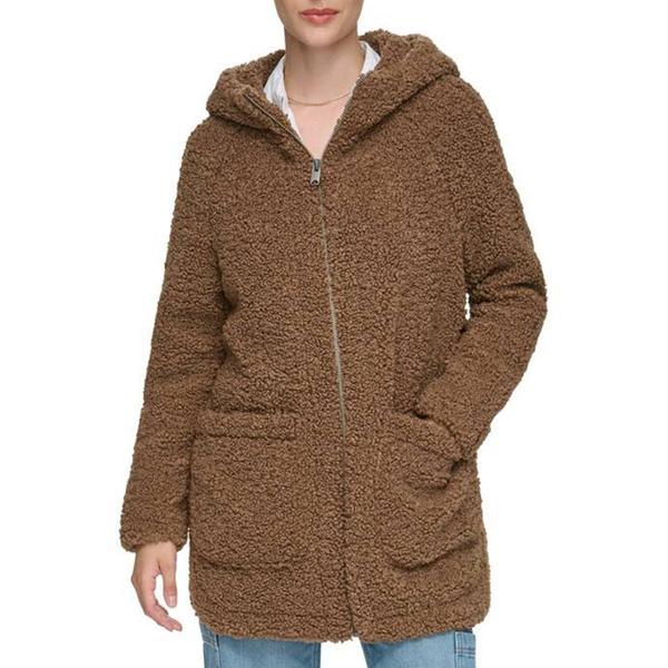 Womens Andrew Marc New York Sherpa Coat with Hood