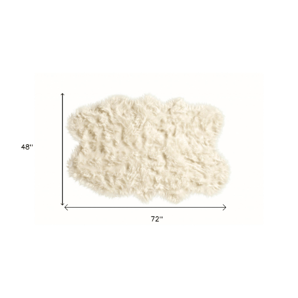 HomeRoots Off White Faux Sheepskin Washable Area Rug