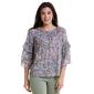 Womens Zac & Rachel 3/4 Ruffle Sleeve Paisley Blouse-Navy/Sugar - image 1