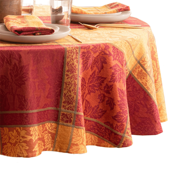Threadmade Maplewood Jacquard Harvest Cotton Tablecloth