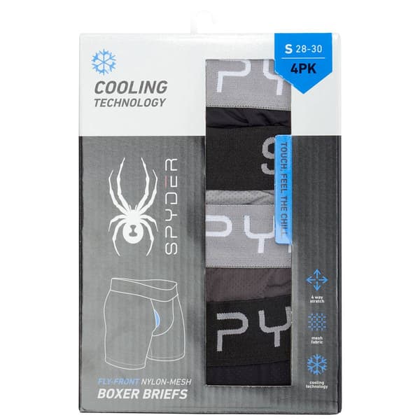 Mens Spyder Nylon Mesh Boxer Briefs - Black/Silver
