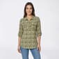 Womens Notations 3/4 Sleeve 2-Pocket Zip Abstract Jacquard Blouse - image 1