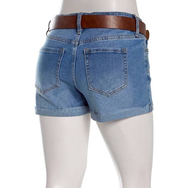 Juniors YMI® 1 Button Basic Raw Cuff Shorts with Belt