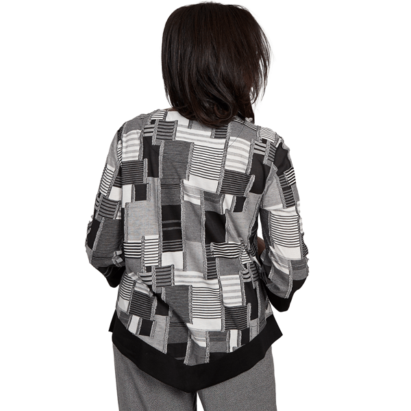 Womens Alfred Dunner Santa Barbara Patchwork Fringe Blouse