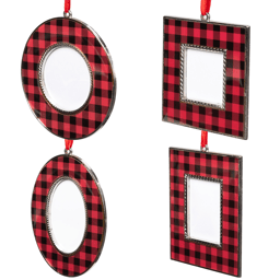 Northlight 4ct. Buffalo Plaid Photo Frame Christmas Ornaments