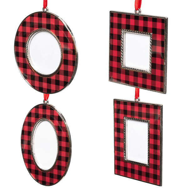 Northlight 4ct. Buffalo Plaid Photo Frame Christmas Ornaments