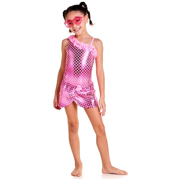 Girls &#40;7-10&#41; Floatimini&#40;R&#41; Foil Mermaid One Piece w/Sarong Swim Set - image 
