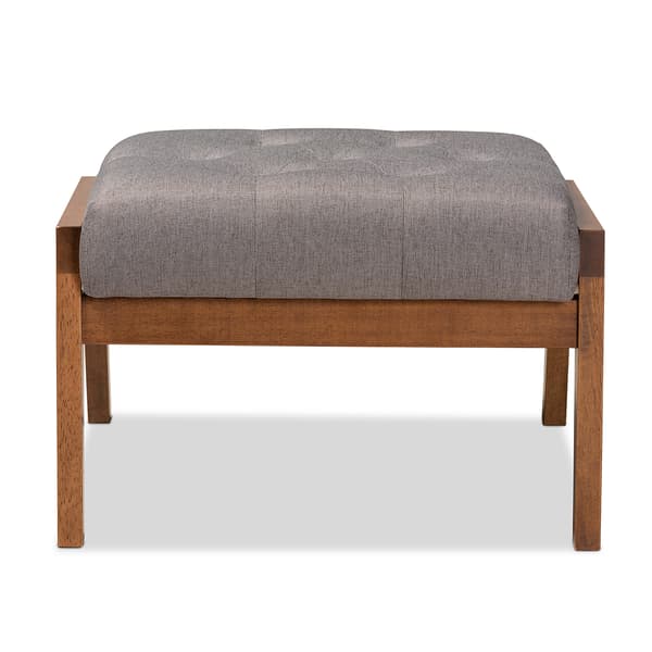 Baxton Studio Naeva Mid-Century Wood Footstool