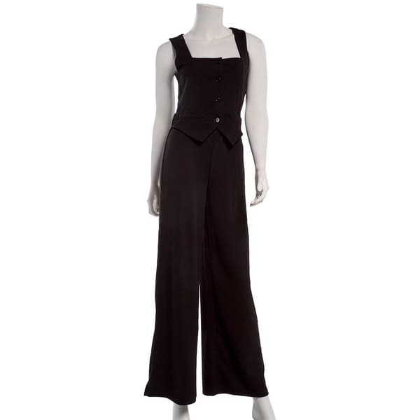 Juniors Madden Girl Knit Dobby Square Neck Vest Jumpsuit