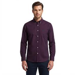 Mens Chaps Long Sleeve Stretch Plaid Button Down - Burgundy