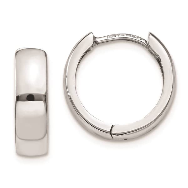 Gold Classics&#40;tm&#41; 14kt. 14mm White Gold Hinged Hoop Earrings - image 