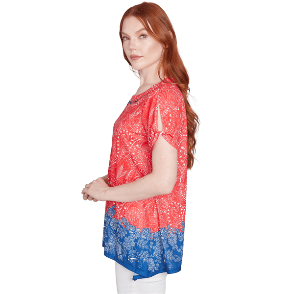 Womens Ruby Rd. Americana Chic Paisley Embellished Jersey Tee