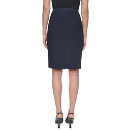 Womens DKNY Solid Pull On Slim Zip Back Pencil Skirt - Navy