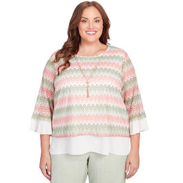 Plus Size Alfred Dunner English Garden Zigzag Texture Top