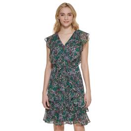 Womens Tommy Hilfiger Floral Cap Sleeve Fit & Flare Dress