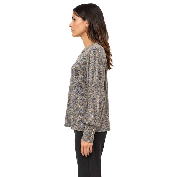 Womens Zac & Rachel Long Sleeve Button Detail Rib Knit Sweater
