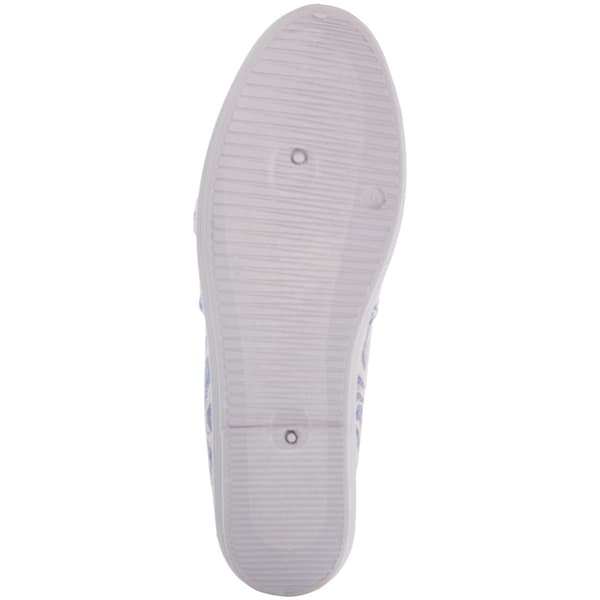 Womens Ashley Blue Canvas Floral Slip On Flats