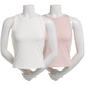 Juniors Pink Rose 2pk. Model Spandex Rib Crew Neck Tank Tops - image 1