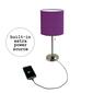 LimeLights Brush Steel Lamp w/Charge Outlet/Purple Shade-Set of 2 - image 5