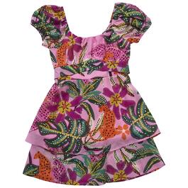 Girls &#40;7-16&#41; Poppies & Roses Puff Sleeve Floral Jungle Dress