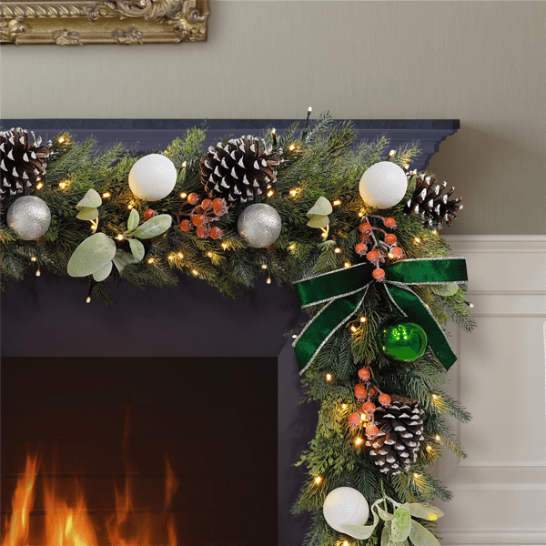 Puleo International 6ft. Pre-Lit Adorned Garland