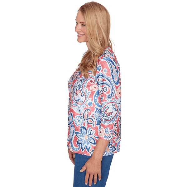 Petite Alfred Dunner Austin Embellished Paisley Floral Blouse
