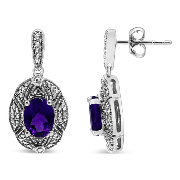 Haus of Brilliance Purple Amethyst & Diamond Dangle Earrings