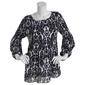 Womens Floral & Ivy 3/4 Sleeve Round Neck Damask Blouse - image 1