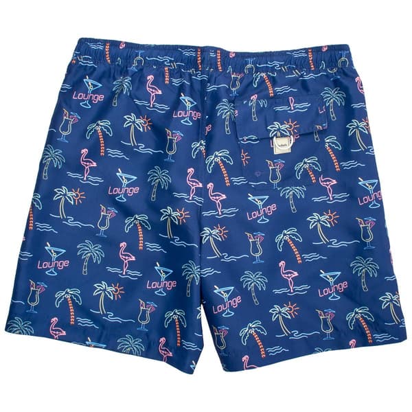 Mens Joe Marlin Neon Vacation Palm Tree Swim Trunks