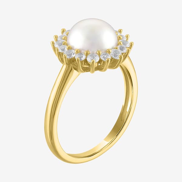 Gemstone Classics™ Lab Grown White Sapphire Pearl Halo Ring