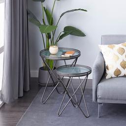 9th & Pike® Round Industrial Metal Accent Table - Set Of 2