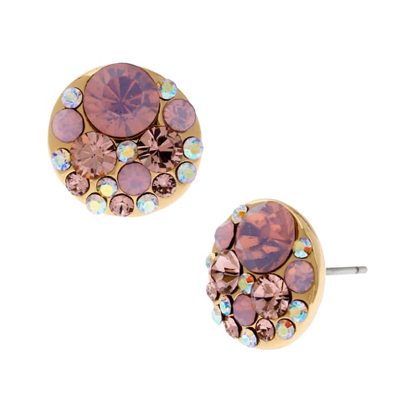 Betsey Johnson Pink Crystal Stud Earrings - image 