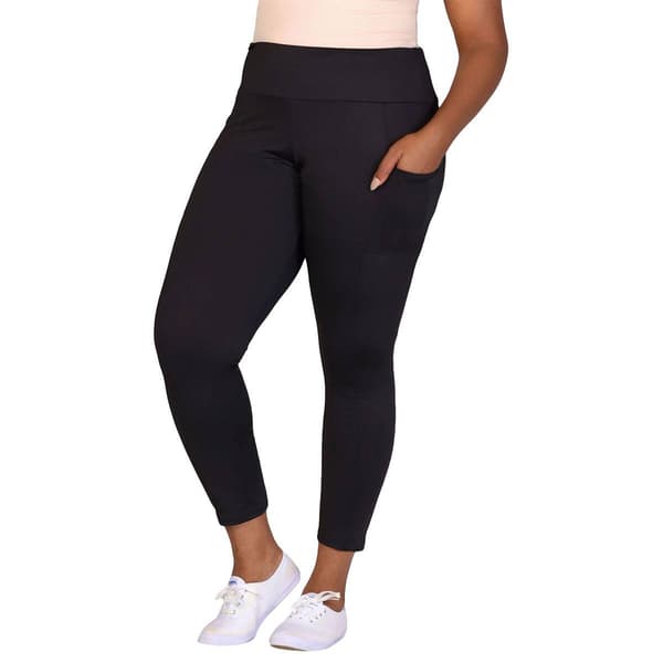 Plus Size 24/7 Comfort Apparel Side Pocket Yoga Leggings