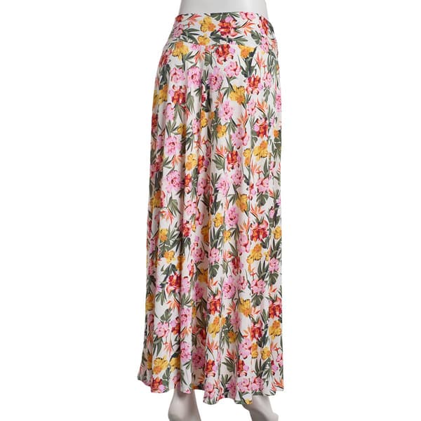 Womens NY Collection Sash Belted Floral Skirt - Pink/Yellow
