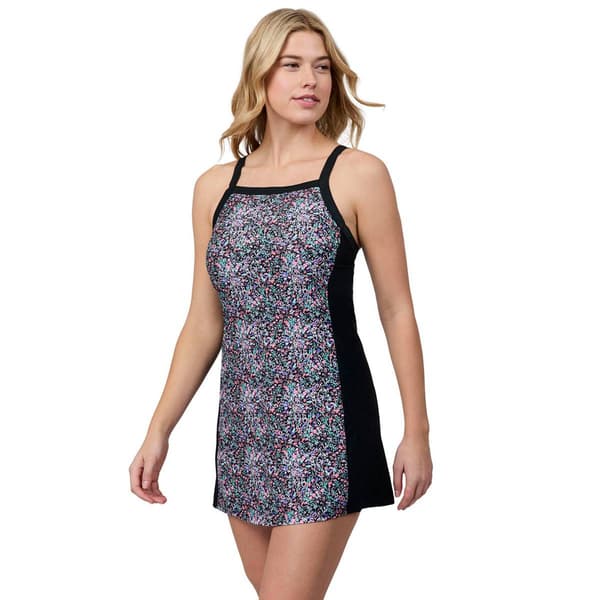 Womens Free Country Floral Swim Dress with Built-In Biker Shorts