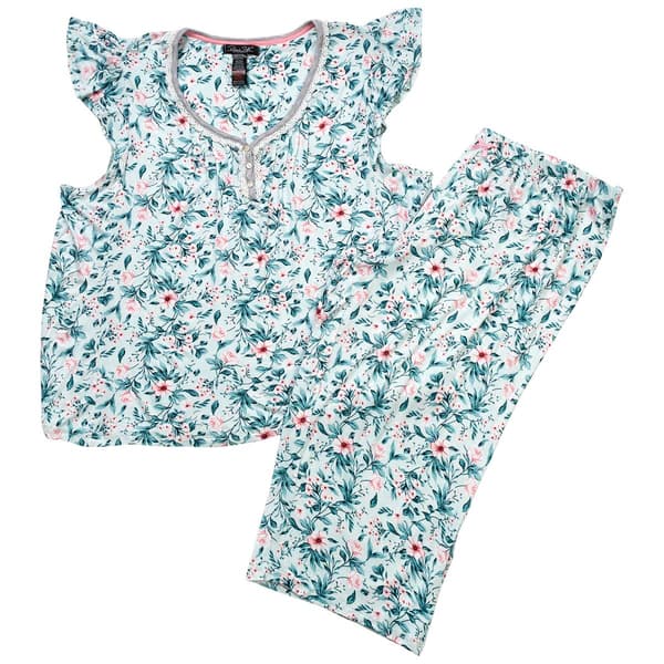 Plus Size Rene Rofe Flutter Cap Sleeve Tropical Floral Pajama Set - image 