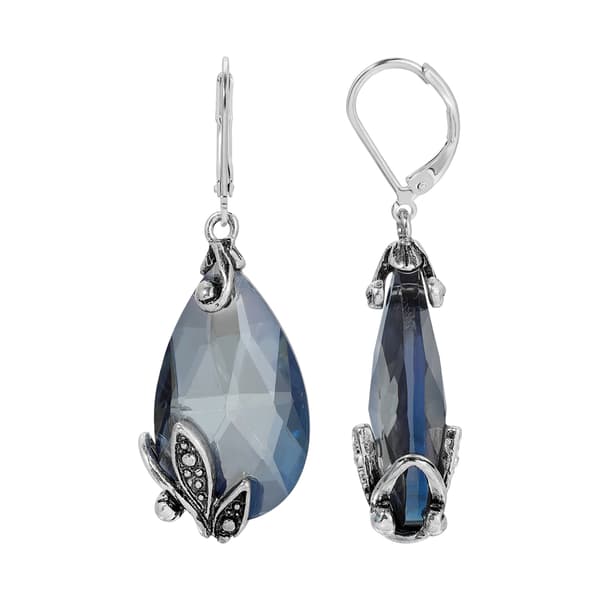 1928 Teardrop Faceted Glass Earrings - image 