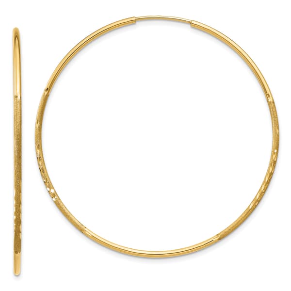Gold Classics&#40;tm&#41; 14kt. 46mm Diamond Endless Hoop Earrings - image 