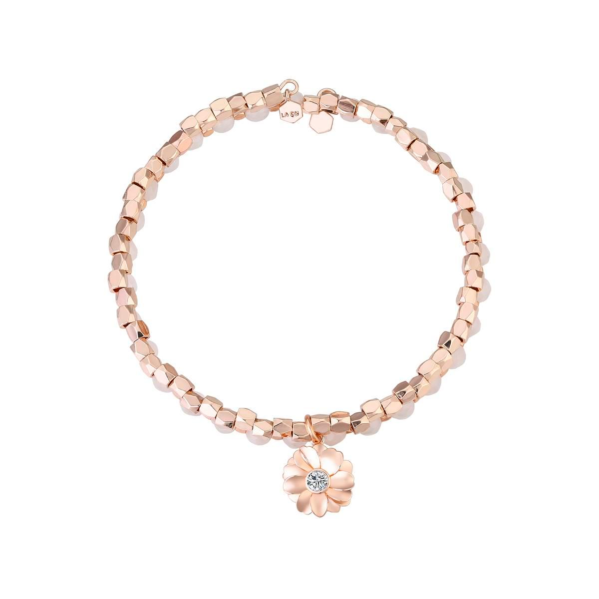 Shine Quartz Stone and Bead Flower Wire Wrap Bracelet