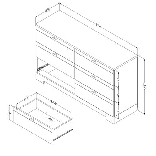 South Shore Reevo 6-Drawer Dresser - White