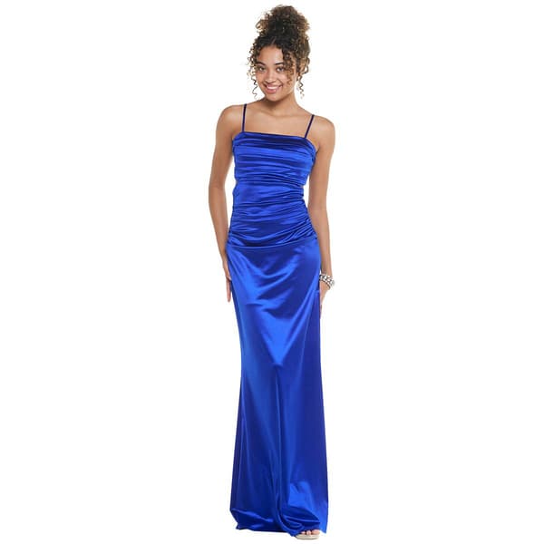 Juniors Emerald Sundae Satin Corset A-Line Dress