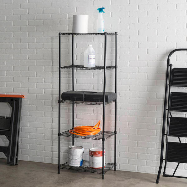 Home Basics 5 Tier Black Steel Wire Shelf - image 