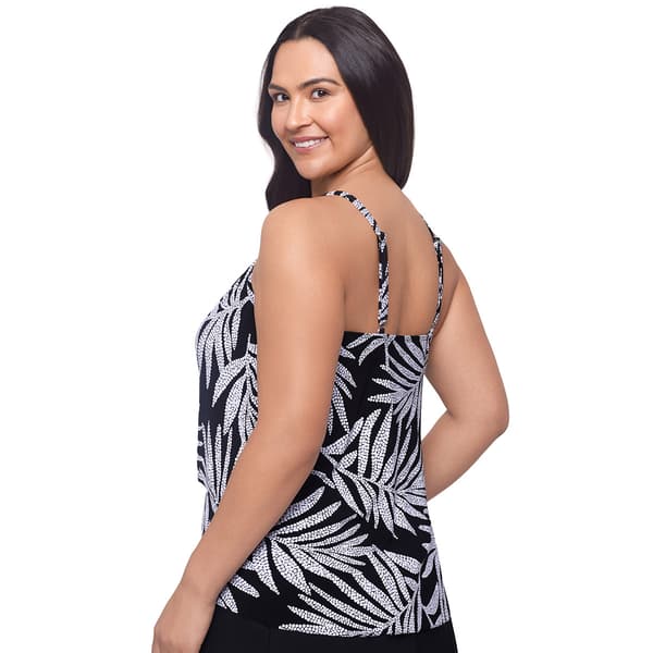 Womens American Beach Nightshade Hi Low Flounce Tankini Swim Top