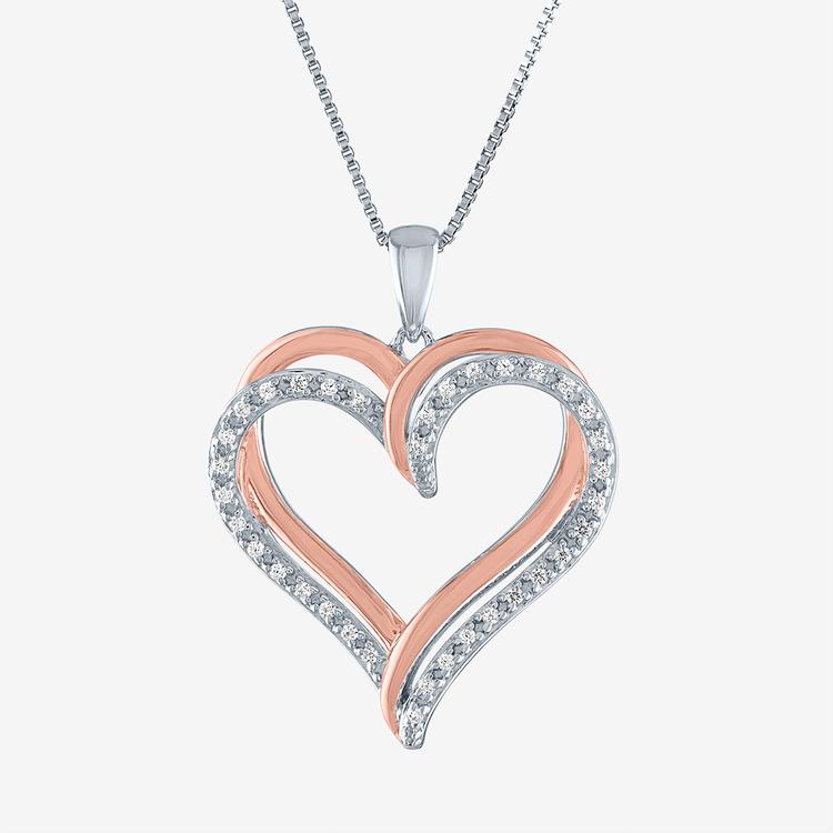 Nova Star(R) Rose Plated Silver Lab Grown Diamond Heart Pendant