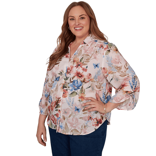 Plus Size Alfred Dunner Camden Market Floral Button Front Blouse