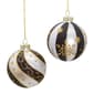 Kurt Adler 80 MM 6pc. Silver/Black/Gold Glass Balls Set - image 3
