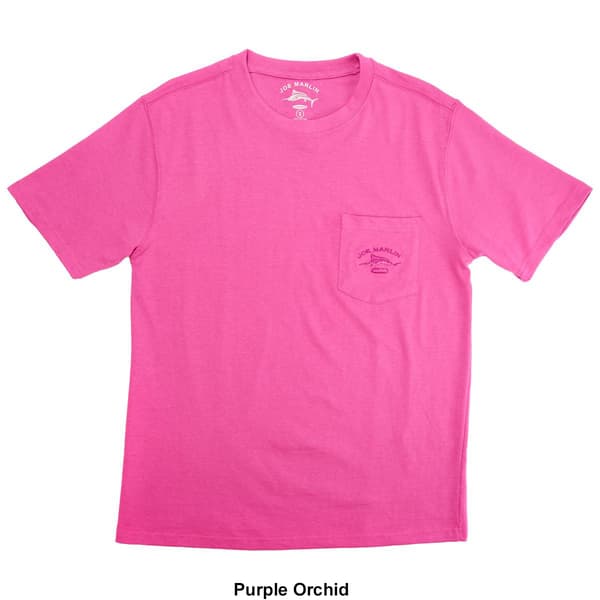 Mens Joe Marlin Solid Embroidered Pocket Tee