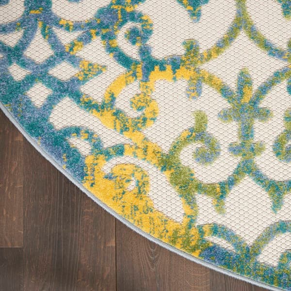 Nourison Aloha Scroll Print Indoor/Outdoor Round Rug